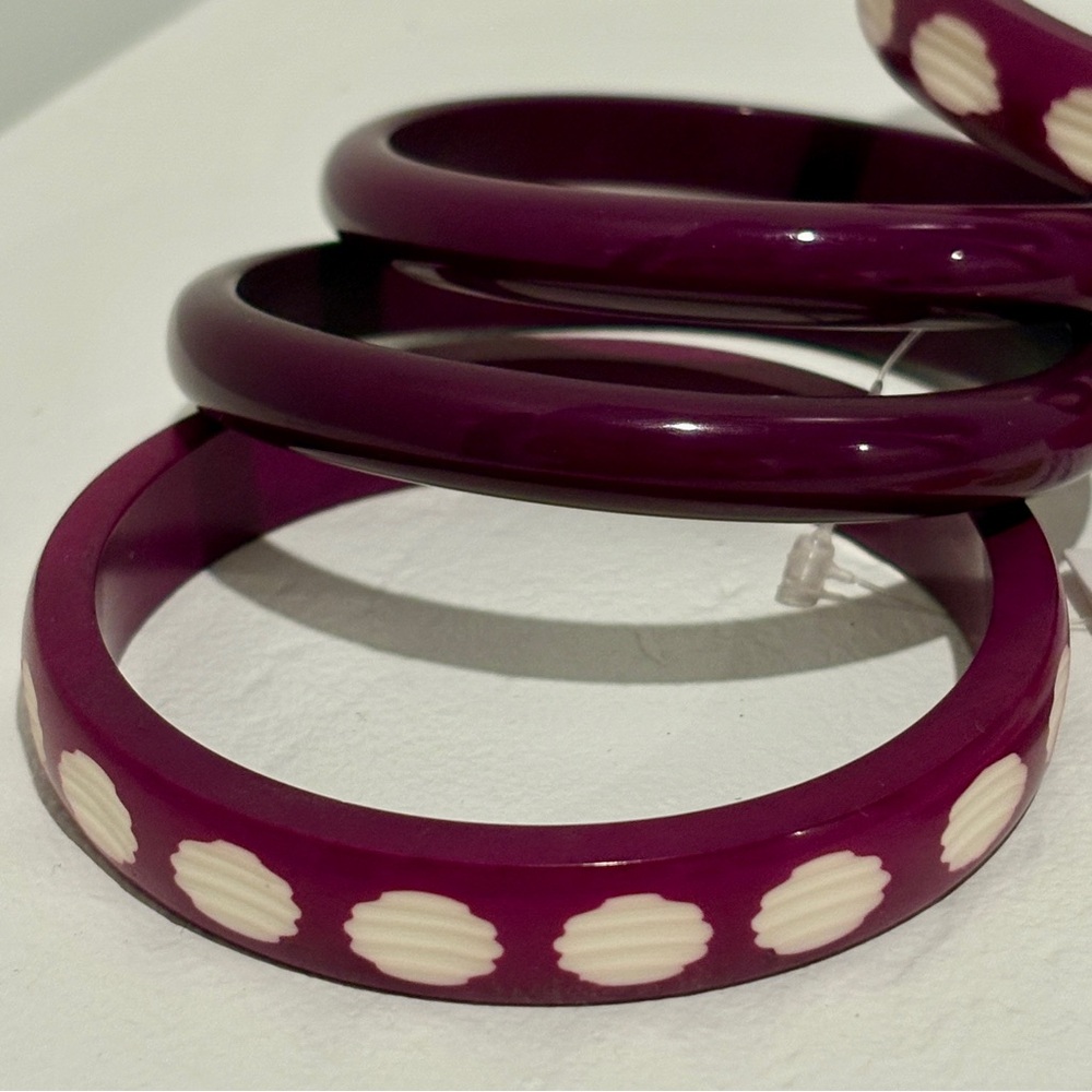Set of 5 Eco-Friendly Resin Bangles – Pink & Purple Tones – Fair Trade from Indi - Picture 4 of 9
